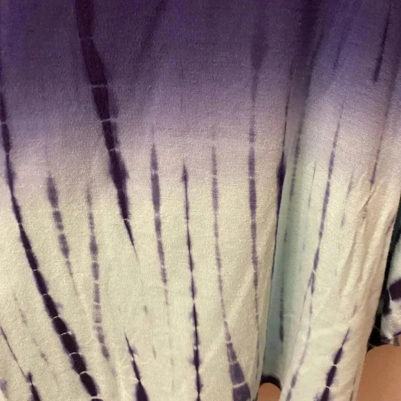 Justice girls 7/8 blue and aqua tie dye flowy batwing top medium - Picture 4 of 7